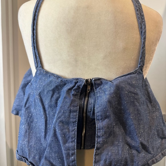 GUESS Crop Demi Cami - Chambray/Denim - Blue & Flowy - Picture 4 of 7